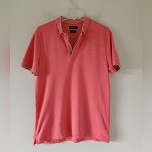 MASSIMO DUTTI | Casual Fit Polo Shirt Salmon Pink Mens Sz M